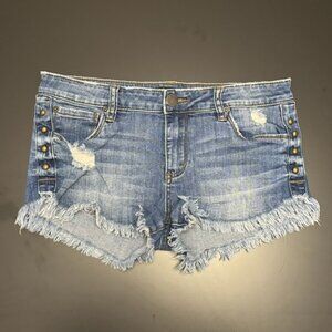 STS Blue Distressed Button Stud Jean Shorts Size 27
